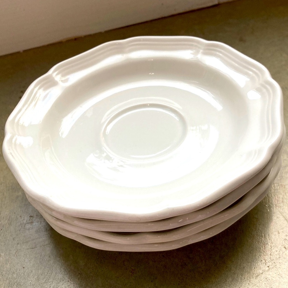 THREE Mikasa French countryside saucer set.